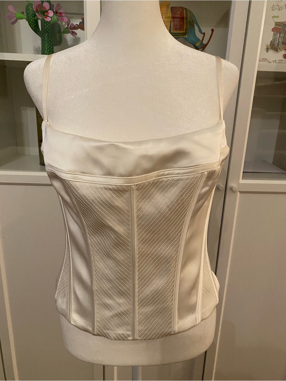 Ten by Aritzia Satin Corset Bustier Top White Size 12 - With Flaws